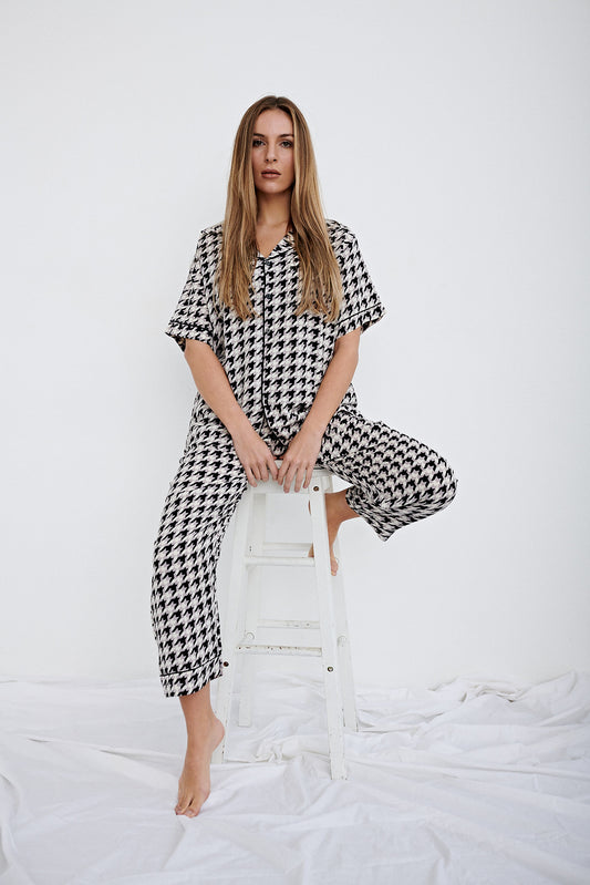 Josie Houndstooth Pyjama Silk Set