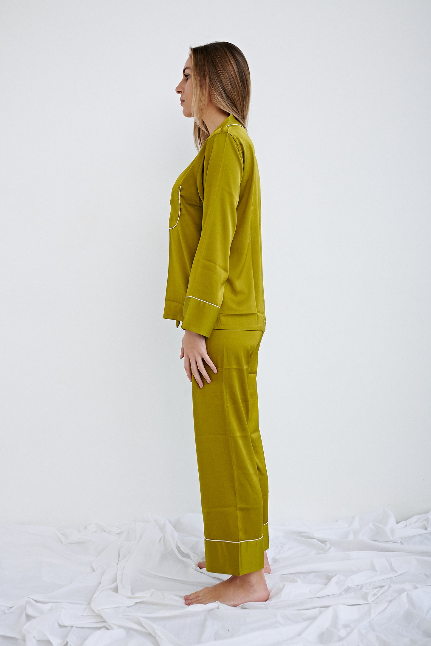 Lana Green Mustard Silk Set