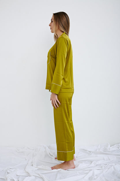 Lana Green Mustard Silk Set