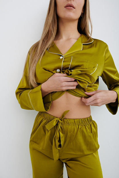 Lana Green Mustard Silk Set