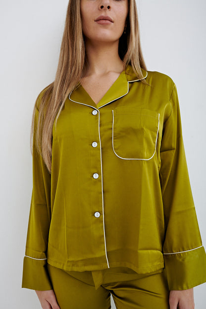 Lana Green Mustard Silk Set