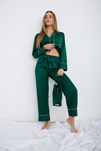 Lana Dark Green Silk Set