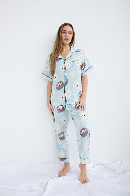 BABY BLUE BEAR SILK SET