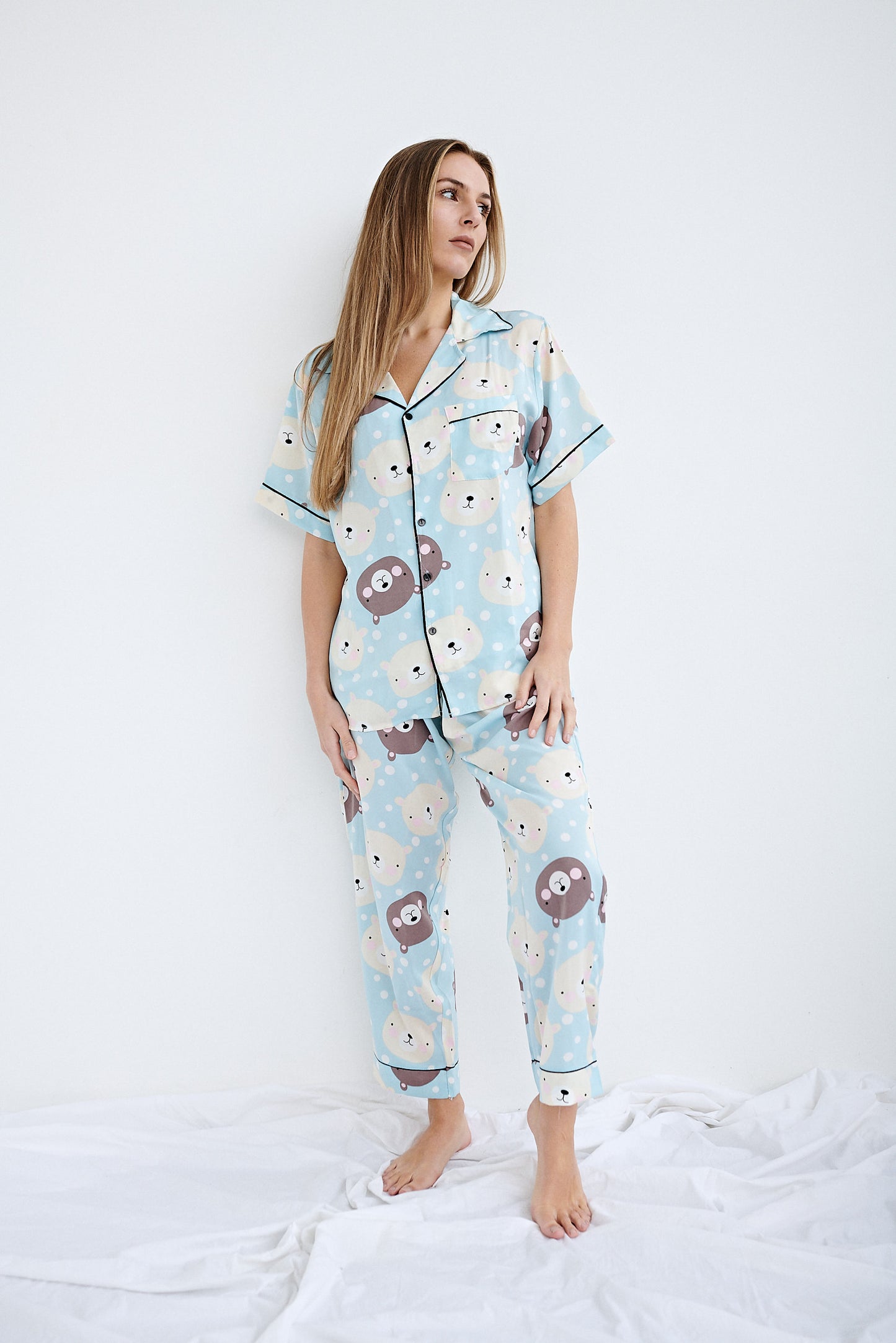 BABY BLUE BEAR SILK SET