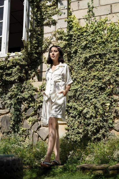 Mila White Silk Set