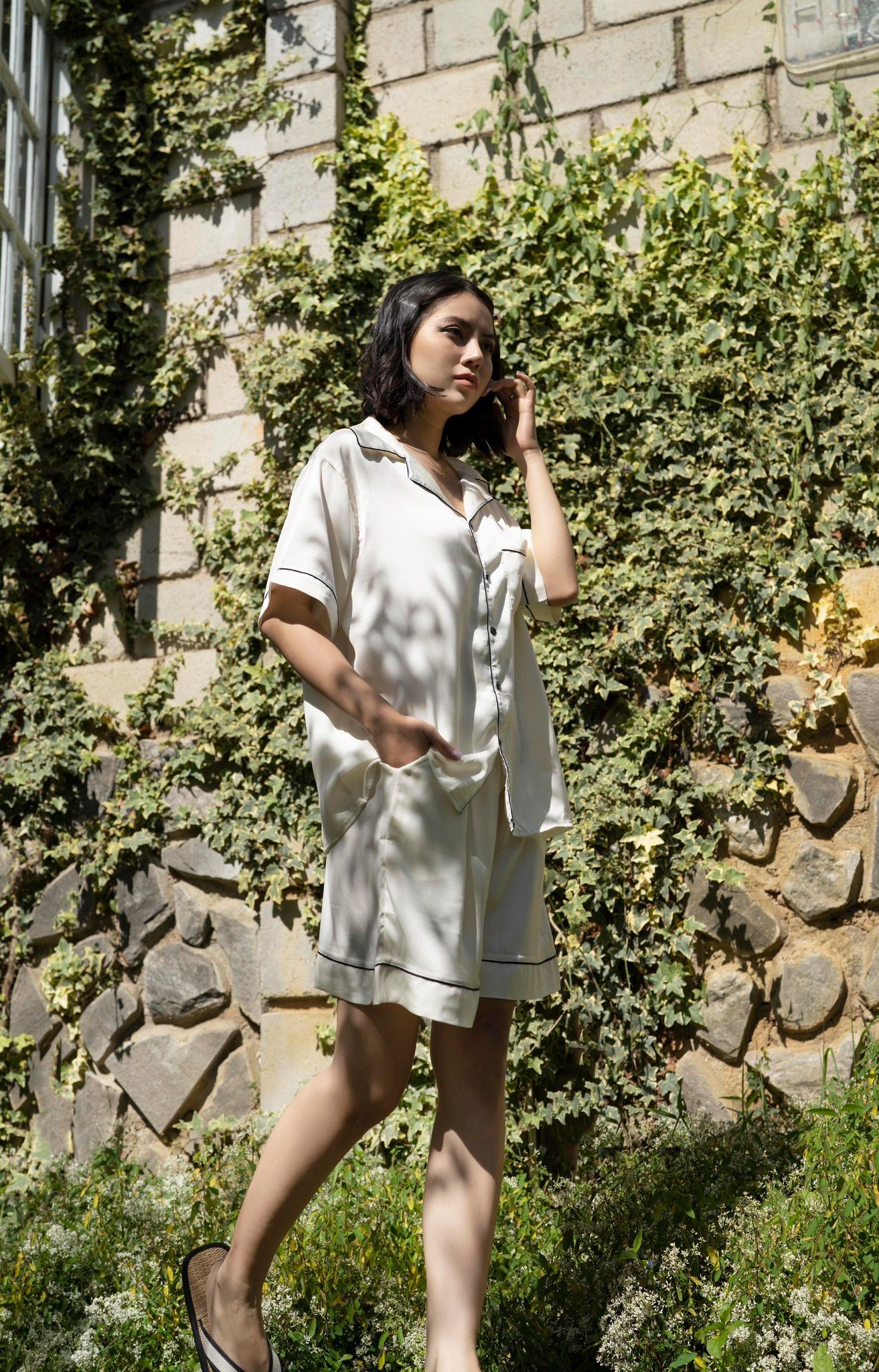 Mila White Silk Set