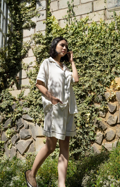 Mila White Silk Set